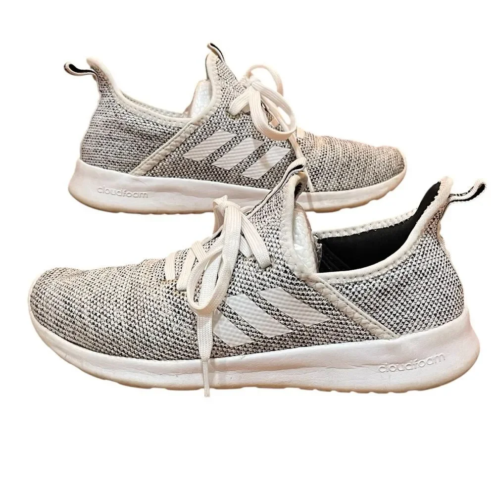 Adidas Gray Mesh Sneakers Cloudfoam Lace Up Light Athletic Shoes Women’s 8